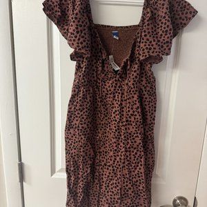 Old Navy Flutter-Sleeve Linen-Blend Halter Keyhole Mini Swing Dress